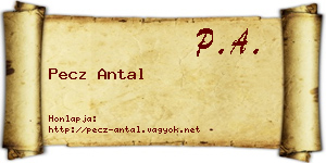 Pecz Antal névjegykártya